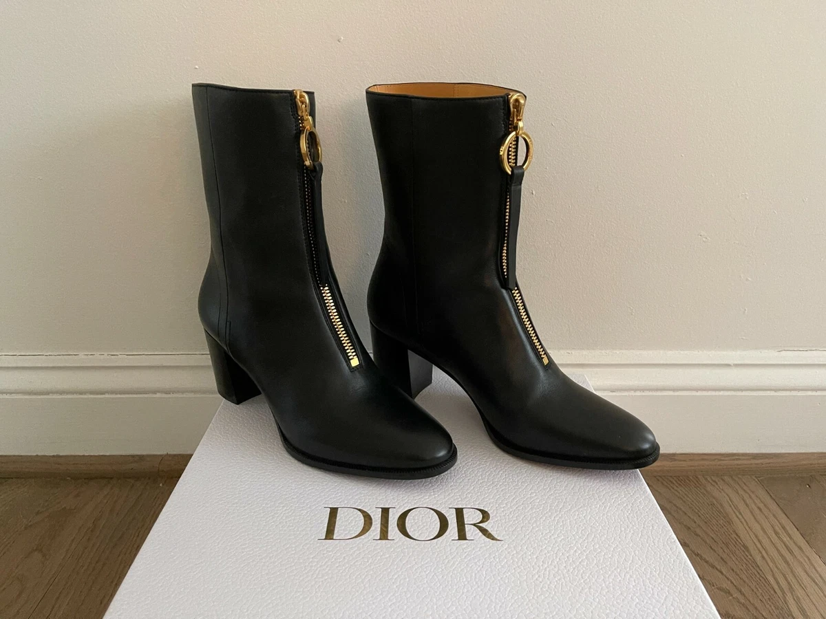 NIB Dior Women's Black Effrontée Heeled Ankle Boots - Size 38