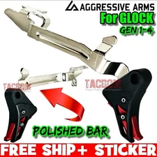 AGGRESSIVE ARMS USA BLACK RED Trigger for Gen 3 4 GL0CK 17 19 22 23 26 POLISHED
