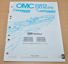 OMC Johnson Evinrude Models 300 Boot Motor Parts Book Ersatzteilliste 1990