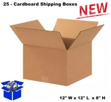 25 - Corrugated Cardboard Shipping Boxes Carton 12" W x 12" L x 8" H Kraft
