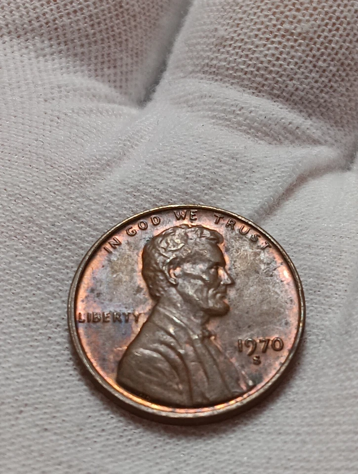 👉1970 S/S Large Date DDO Lincoln Memorial Cent Rainbow Toning Bu  ERRORS D/480 - Image 3 of 4
