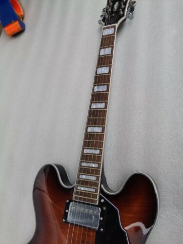 Guitarra Eléctrica Sunburst 6 Cuerdas Diapasón Palisandro Cuerpo SemiHueco Caoba - Imagen 2 de 6