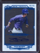 2019 Leaf Trinity Baseball Zach Watson Baltimore Orioles Clear Blue Auto 40/45