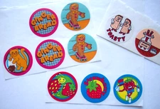 Lot of scratch and sniff  stickers gingerbread strawberry toast cinnamon gloss