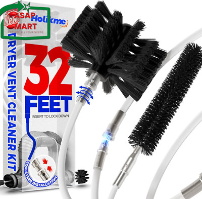 Holikme 32 Feet Dryer Vent Cleaner Kit, Upgrade Flexible Lint Brush with Drill A