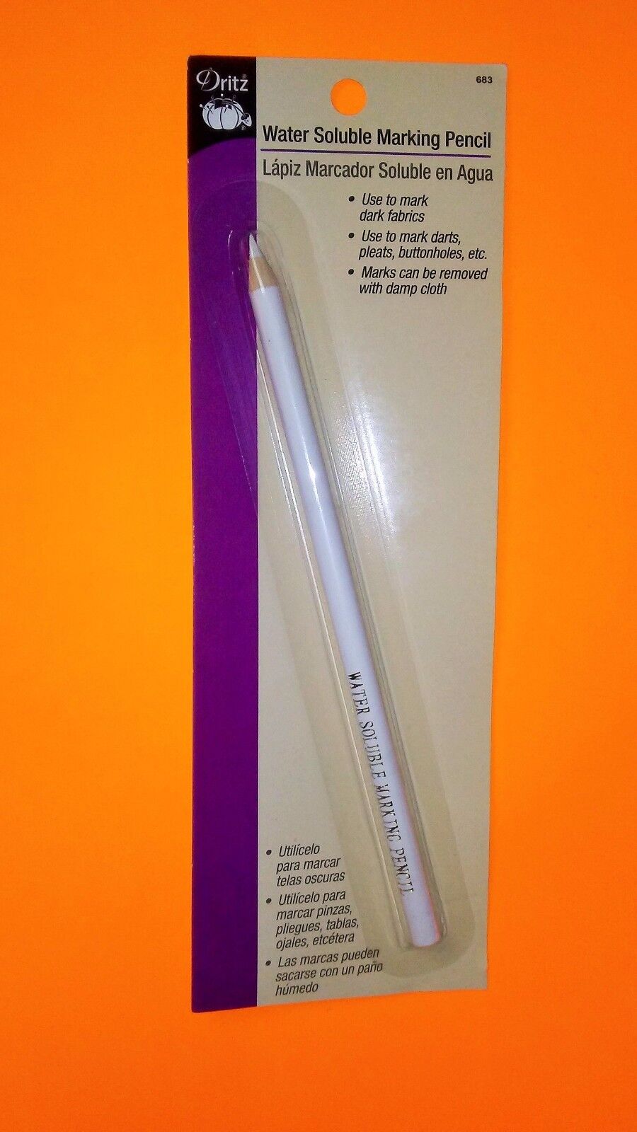 Dritz Water Soluble White Marking Pencil - Use to mark dark fabrics