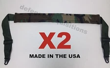 Set of 2 Military Tactical Padded Sling Shoulder Strap Woodland Camo HK Clips US