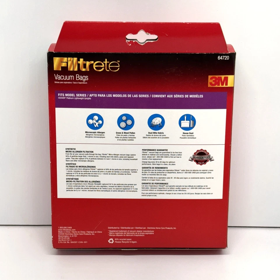 3M Filtrete Vacuum Bags Box of 2 Hoover Type Q Synthetic NOS 64720 NEW Hoover - Image 2 of 4