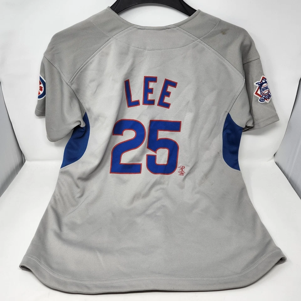 Camiseta de Colección MLB Chicago Cubs #25 Derek Lee Gris Juvenil XL Serigrafía Puntada Foto 2 de 4