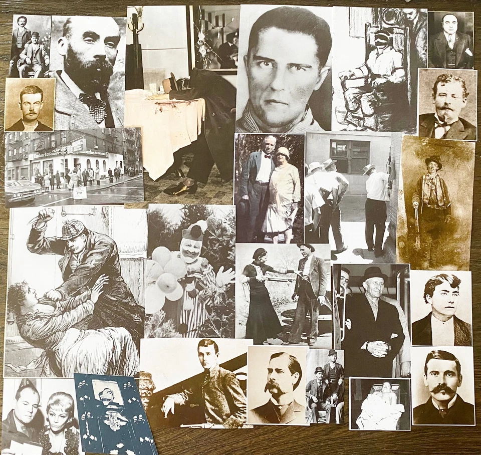 Famous Mobsters Murderers Creepy Killer Men Faces Old Photo Clippings Paper Lot - Image 2 of 4