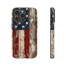 Phone Ink - Case for iPhone Galaxy Pixel - Wooden Rustic American Flag