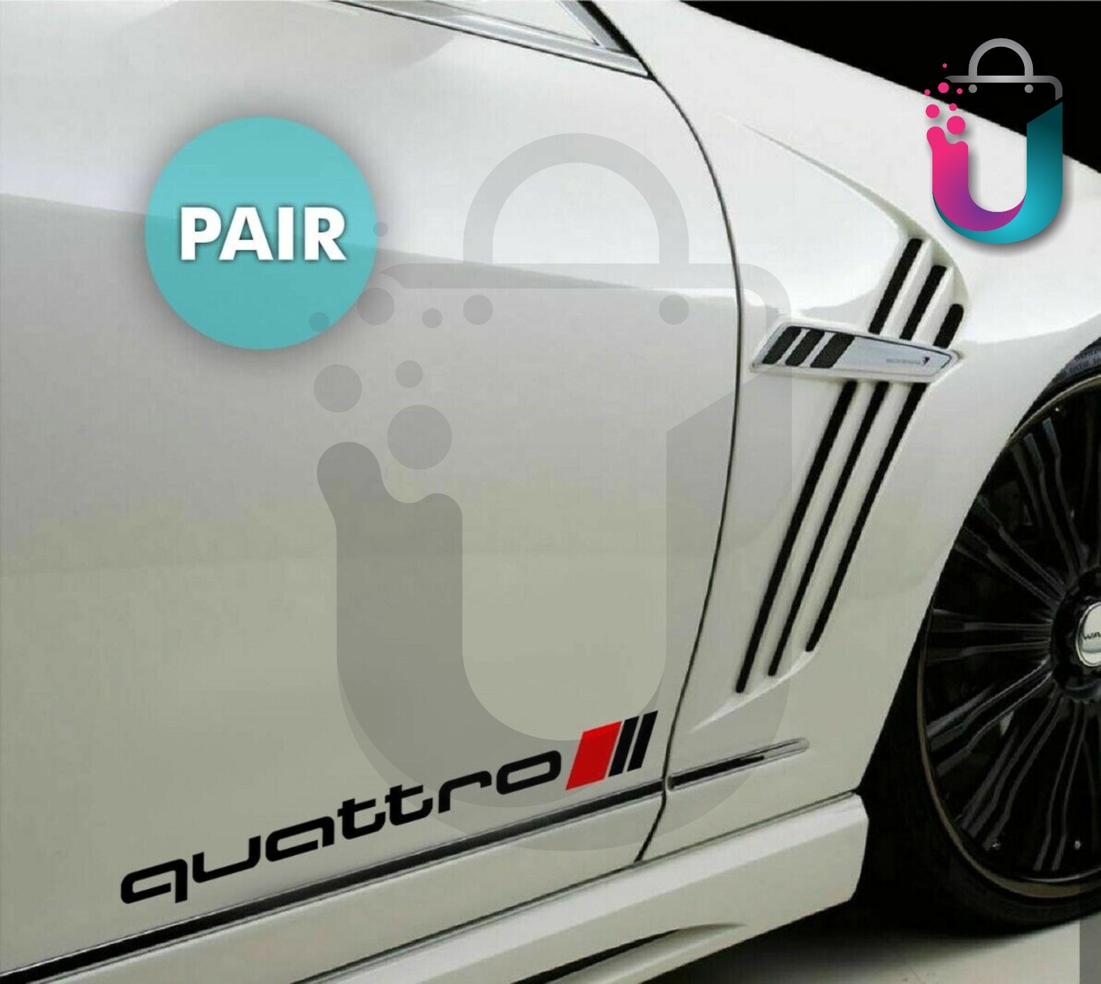 Quattro Audi Racing Sport S Line 28cm Decal Sticker PAIR Emblem Logo