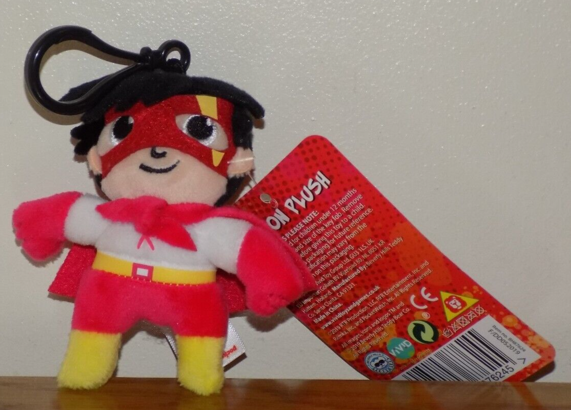 Pocket Watch - Ryans World Ryan Red Titan Clip On Plush / Soft Toy - BRAND NEW