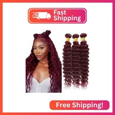  99J Wine Red Bundles Human Hair Deep Wave Bundles 14 16 18 Inch Burgundy Deep W