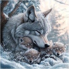 Diamond Art Kits for Adults, Wolf Diamond Painting Kits for Beginner, 5D DIY Rou