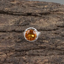 Valentines Deal 925 Silver Round Citrine November Birthstone Band Ring Jewelry