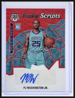 2019-20 Panini Mosaic PJ Washington Jr. RC Rookie Scripts Red Wave Auto