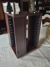 Bombay Vintage Wood 48 Cassette Holder Carousel Storage Rack Spinning Tower