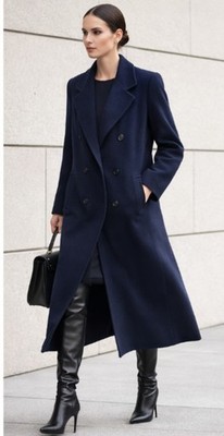 Forecaster of Boston Wool Coat Women Size 6 Navy Long Peacoat Double Breasted