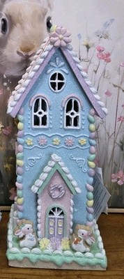 Easter Gingerbread House Lighted Decor Bunny Tabletop Decor by Hopper's Lane 