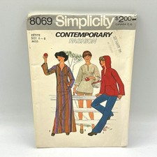 Simplicity Sewing Pattern 8069 Womens Petite 6-8 Caftan Hoodie Tunic Mod Uncut
