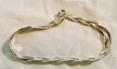 VINTAGE ITALY 925 STERLING SILVER Two Twist BRACELET Triple Marked FMC 7'' EX CON