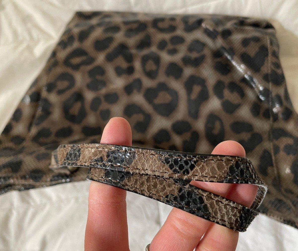 HALOGEN Python Print Leather Tote Bag Purse Handb… - image 6