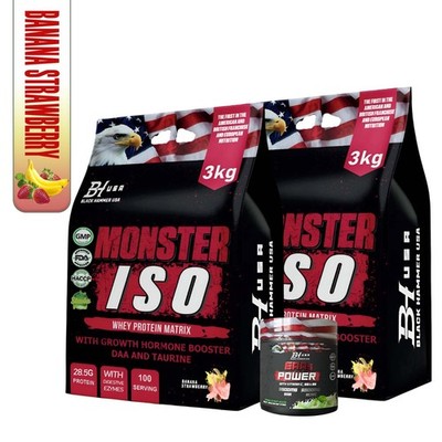 Monster ISO Whey 6KG Banana Strawberry 2Pack + FREE EAAS Black Hammer USA