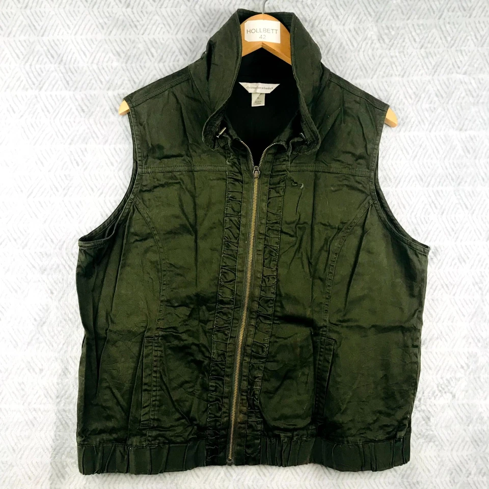Christopher & Banks Gilet Utilitaire Femme XL Vert Sans Manches Zippée Plein Air - Photo 1/4