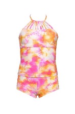 Hobie Girls' Strappy High Neck Tankini Top  Shirred Boyshort Bottom Swimsuit...