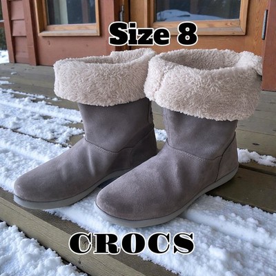 Crocs Gray Suede Boots