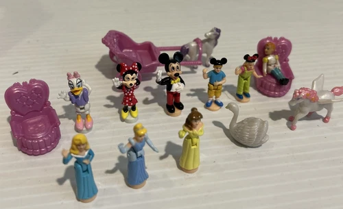 VTG Disney Polly Pocket FIGURE LOT 15 PRINCESS MOUSE KIDS CARRIEAGE CHAIR