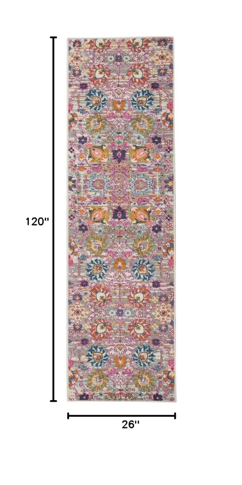 Nourison Passion Silver 2'2" x 10' Area Rug, Boho, Moroccan, Bed Room, Living... - Image 2 of 4