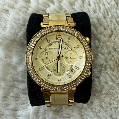 Michael Kors MK-5632 Quartz Chronograph Date Gold SS Bracelet 39mm 100m