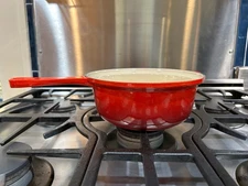 Le Creuset Cerise Red Enamel Cast Iron Sauce Pan #22 ~ 8.5" ~ No Lid