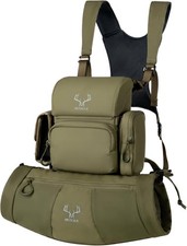 MOXULE Binocular Harness Chest Pack Bino Case with Warm Fleece Hand Muff Hunting