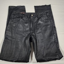 AMERICAN CLASSICS Colebrook Size 32 30x31 Black Leather Pants Motorcycle Y2K