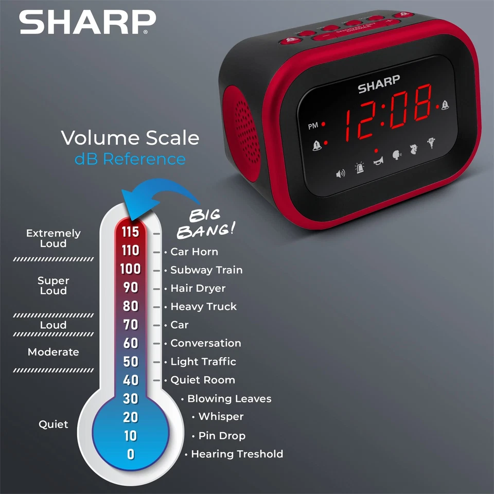 Sharp Big Bang Super Loud Alarm Clock for Heavy Sleepers, 6 Extremely Loud Wake - Image 4 of 4
