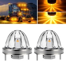 Glass Watermelon Lights Amber LED Side Marker Turn Signal Clear Lens 2PC