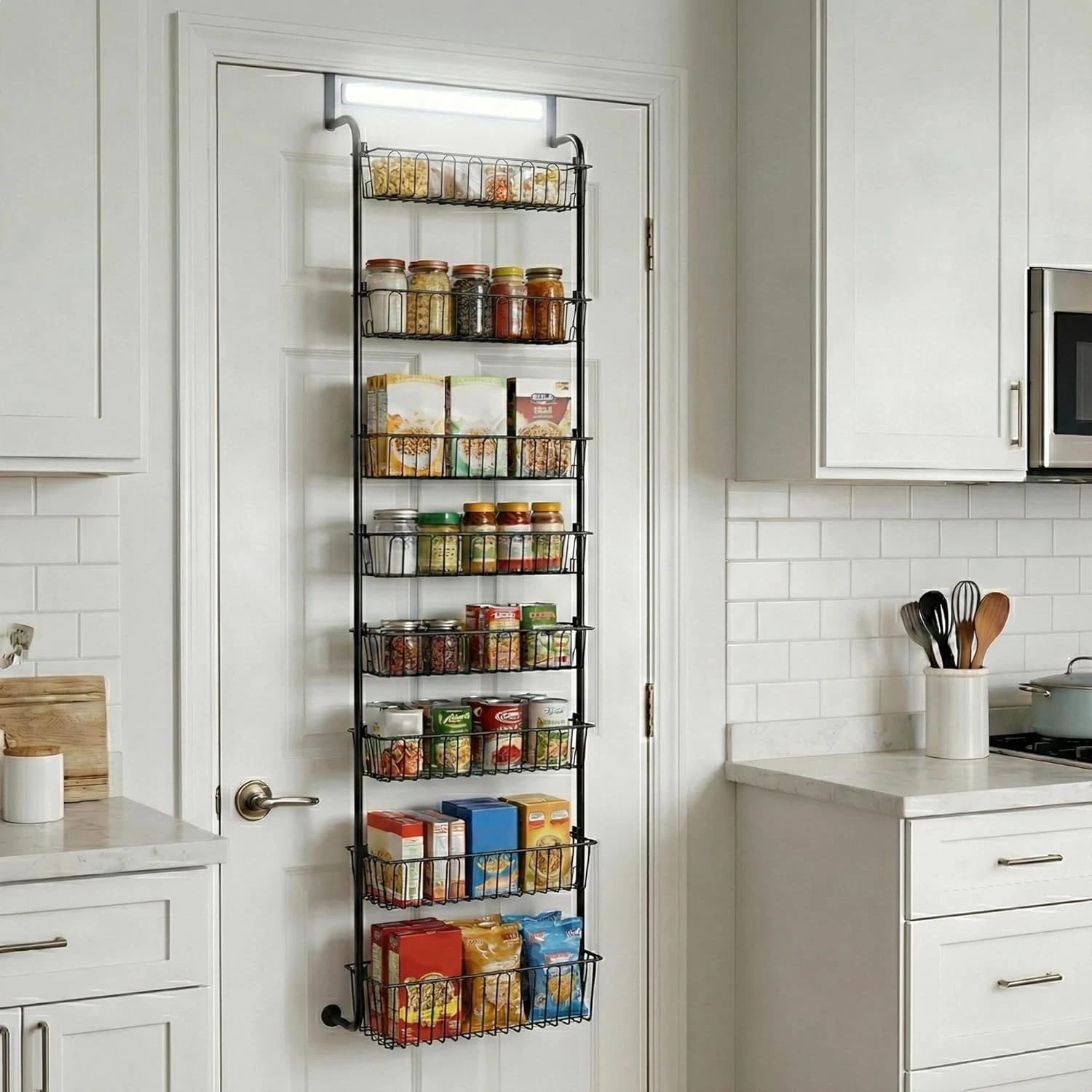 Over Door Organizer Storage 8 Tier Black Metal Over the Door Pantry Organizer