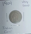 1909   Indian Cent , KM-90a ,  Very Good  ( Lower Mintage )