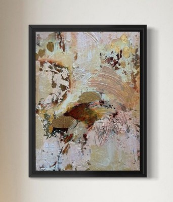 ABSTRACT TEXTURED ACRYLIC PAINTING CANVAS ORIGINAL MODERN 16X12x1.5 GOL LEAF 2