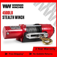 Stealth 4500lb 12v Electric Winch - Synthetic Rope For Car Trailer Atv Utv
