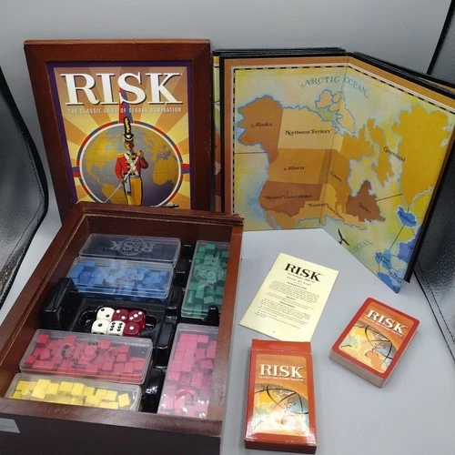 RISK: Vintage Collection Wooden Box Bookshelf Edition by Hasbro 2009 Board Game