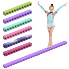 Leather Balance Beam Gymnastics Training Equipment 2.1m for Kids Purple PC
