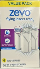 Zevo Flying Insect Trap, Fly Trap Refill Cartridges (Twin Pack, 4 Cartridges)