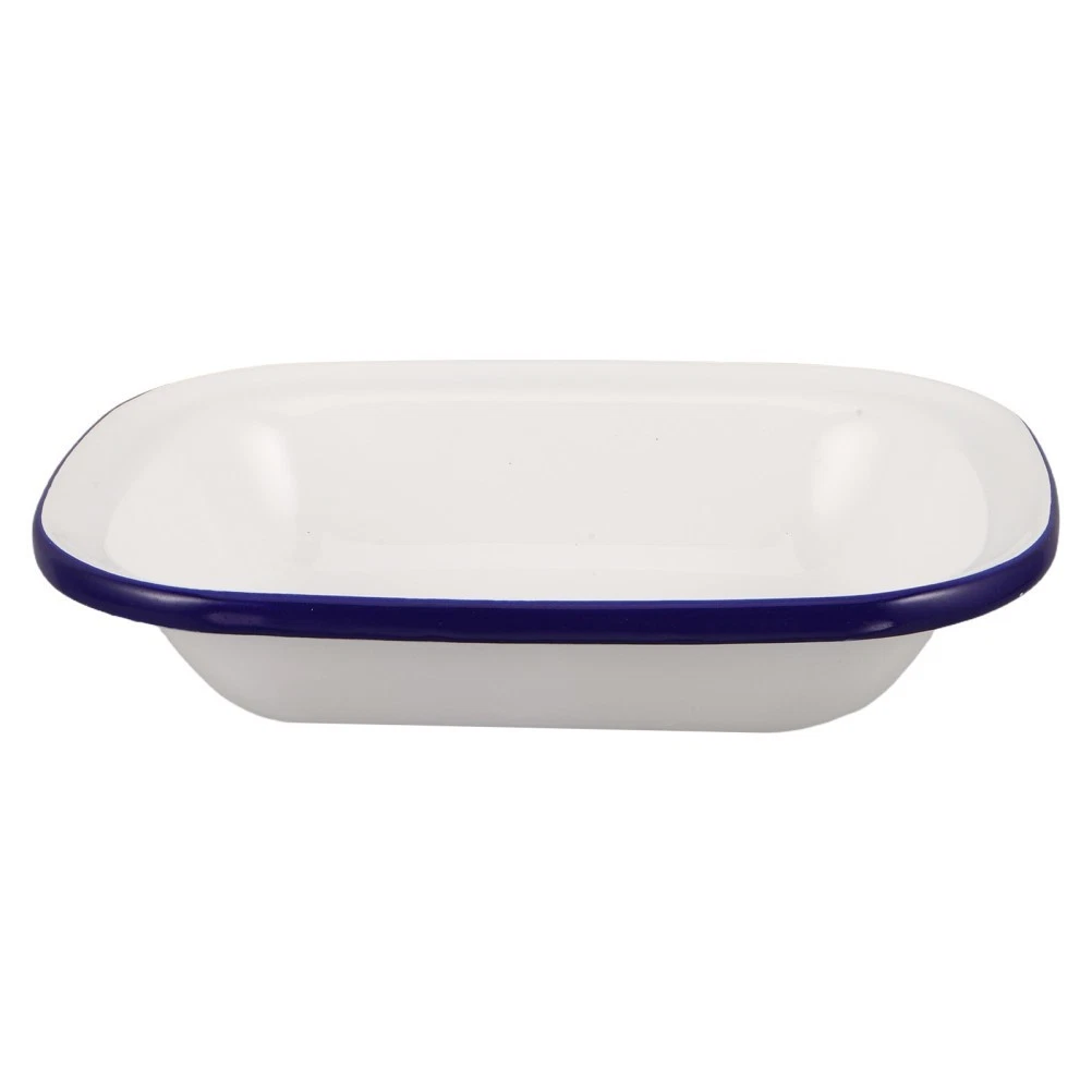 White Enamel Baking Pan Enamelware Roasting Enameled Metal Tray Pans