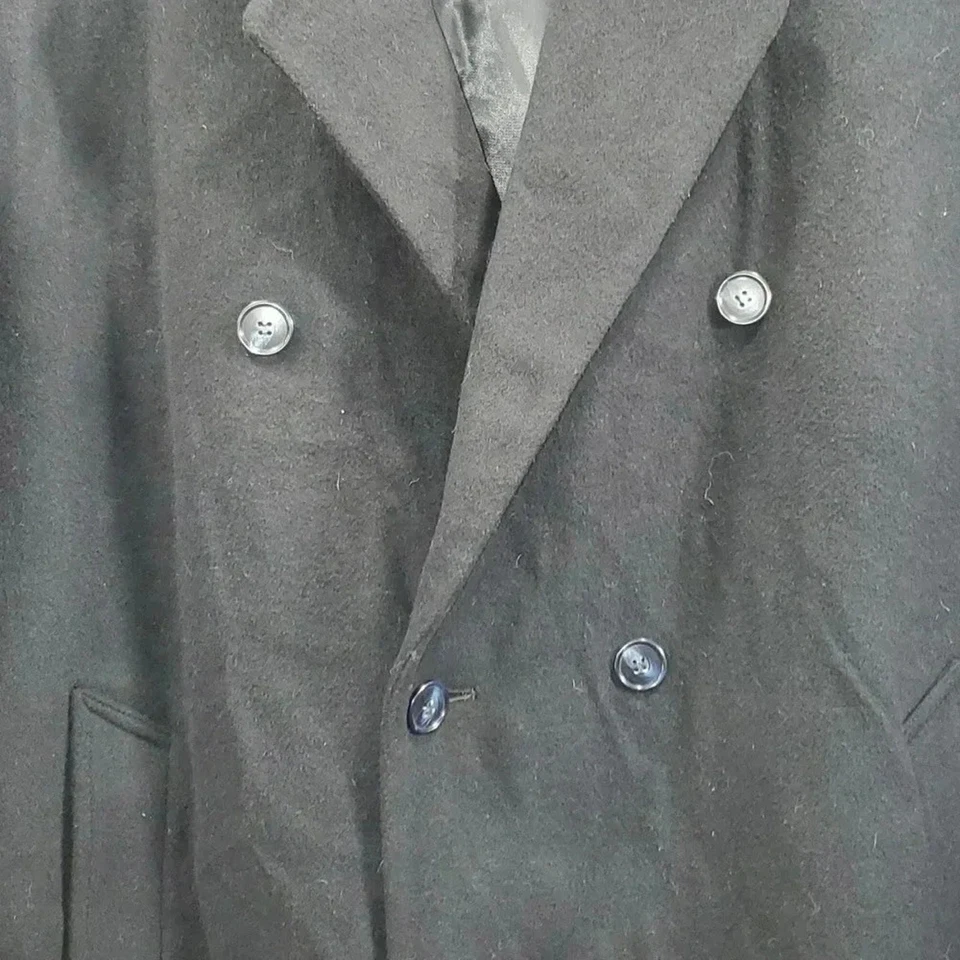 Vintage Conte di Milano Double Breasted Navy Wool Cashmere Trench Coat Men's L44 - Image 3 of 4