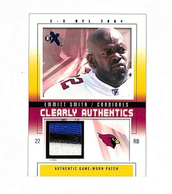 2004 Fleer E-X Emmitt Smith Clearly Authentics Prime Patch Card Cardinals HOF