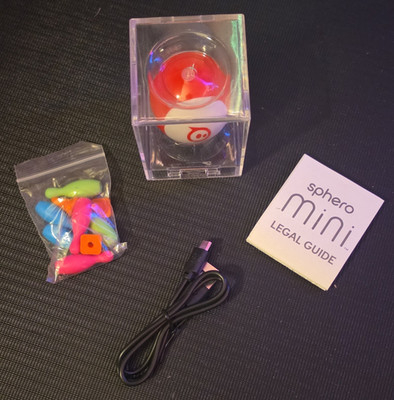 Sphero Mini App-Enabled Robotic Ball Robot Toy Red/White w/ USB Cable Box Guide